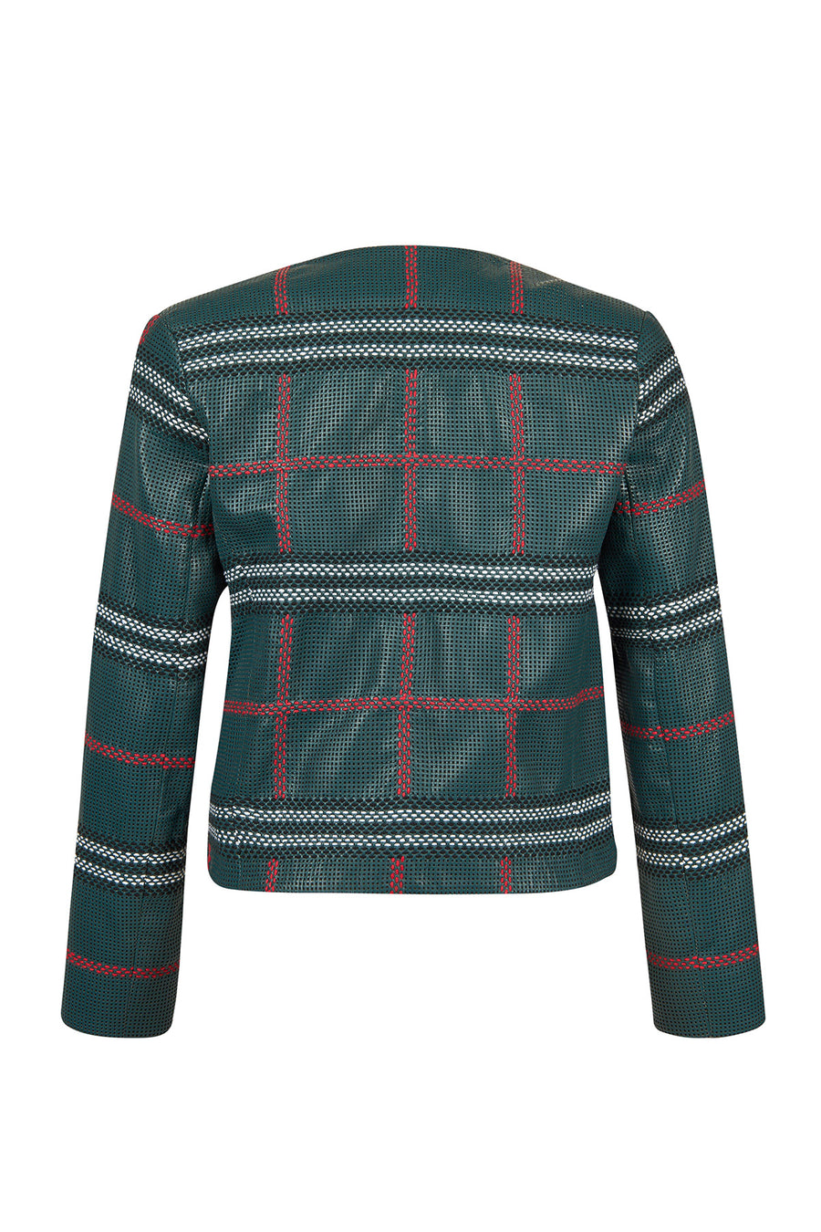 Sanremo Woman Green Patterned Leather Jacket