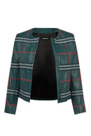 Sanremo Woman Green Patterned Leather Jacket | Derimod