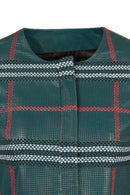 Sanremo Woman Green Patterned Leather Jacket | Derimod