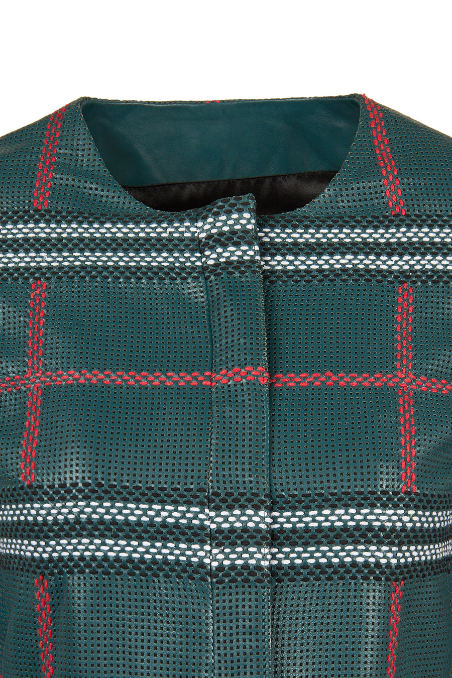Sanremo Woman Green Patterned Leather Jacket