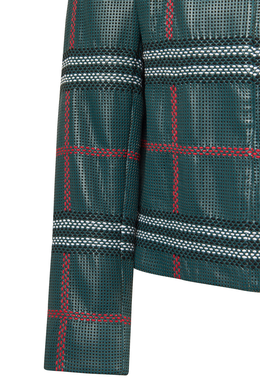 Sanremo Woman Green Patterned Leather Jacket