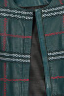 Sanremo Woman Green Patterned Leather Jacket | Derimod