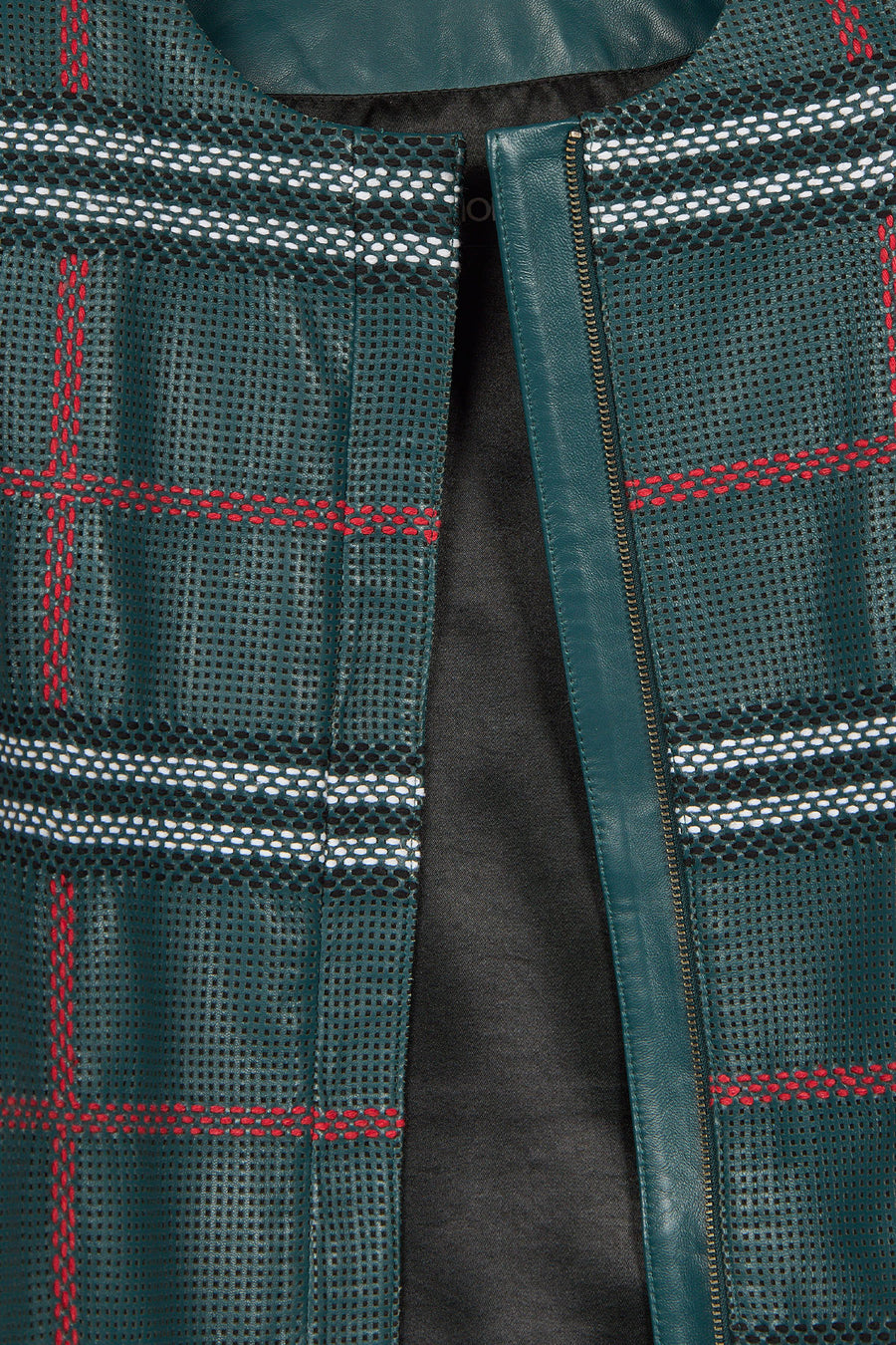Sanremo Woman Green Patterned Leather Jacket