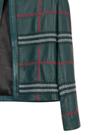 Sanremo Woman Green Patterned Leather Jacket | Derimod