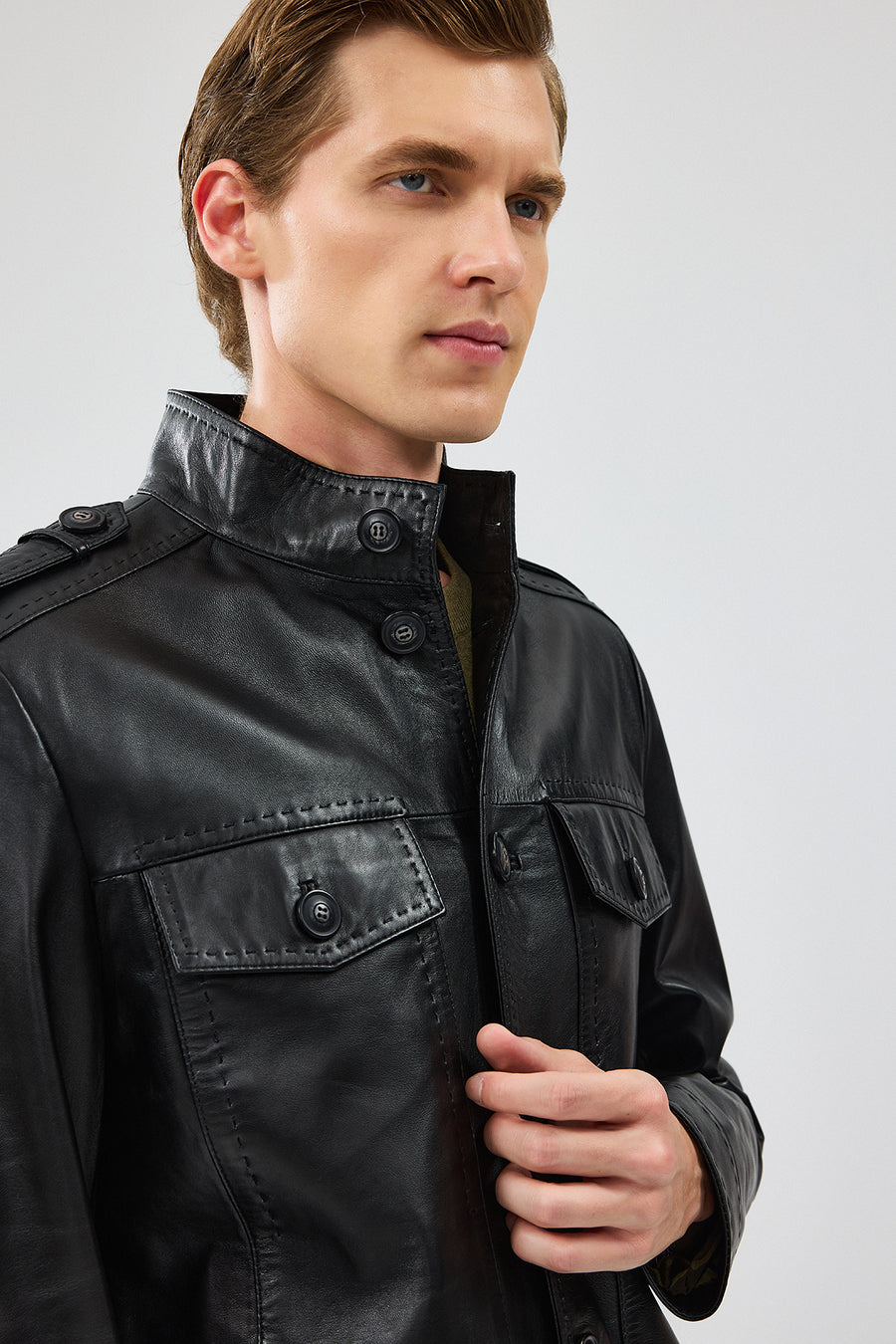 Alvarez Men's Black Leather Coat