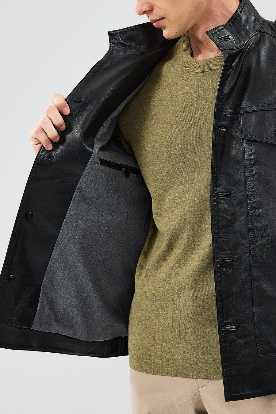 Alvarez Men's Black Leather Coat