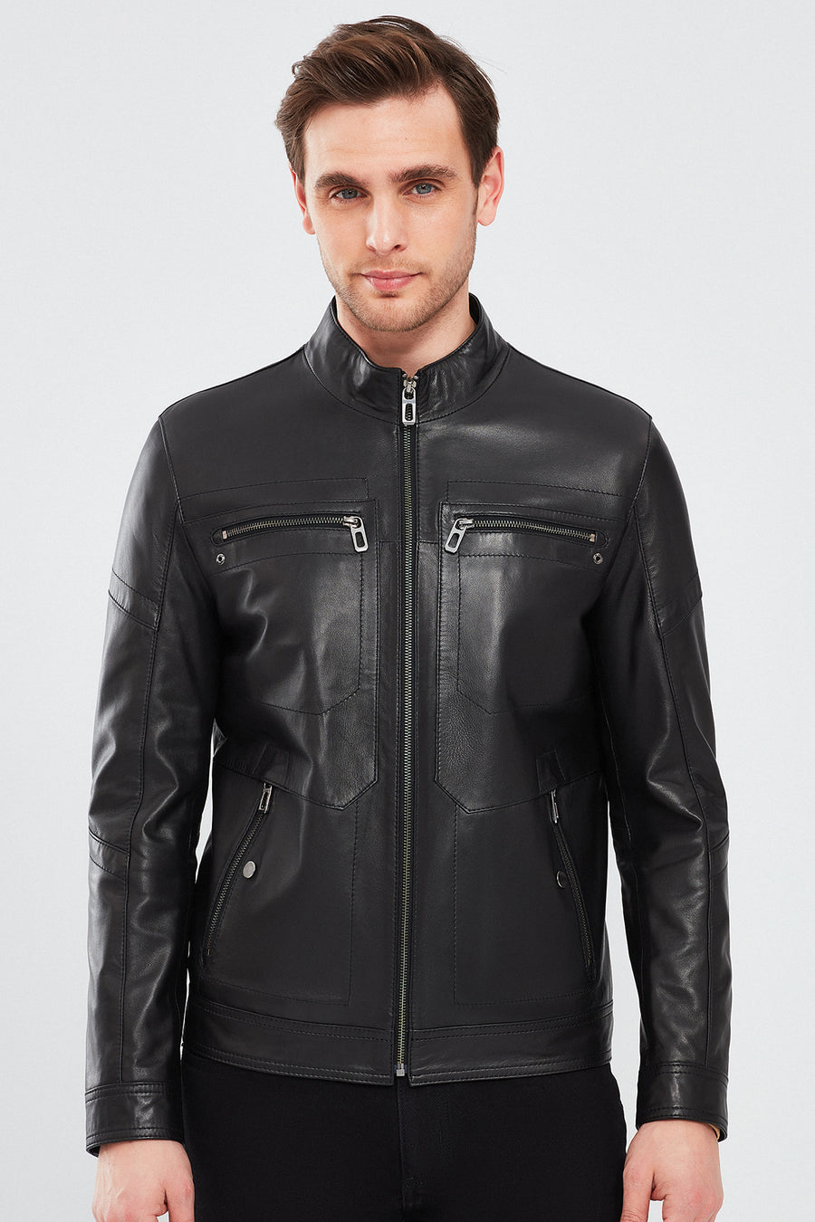 Kimmich Men's Black Sports Leather Coat