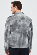 Saka Men's Gray Nubuck Leather Coat | Derimod