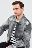 Saka Men's Gray Nubuck Leather Coat | Derimod