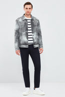 Saka Men's Gray Nubuck Leather Coat | Derimod