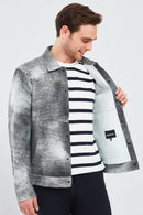 Saka Men's Gray Nubuck Leather Coat | Derimod