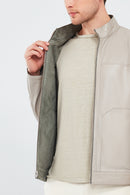 Rakitic Men's Green Double Sided Suede Leather Coat | Derimod