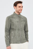 Rakitic Men's Green Double Sided Suede Leather Coat | Derimod