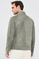 Rakitic Men's Green Double Sided Suede Leather Coat | Derimod