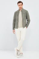 Rakitic Men's Green Double Sided Suede Leather Coat | Derimod