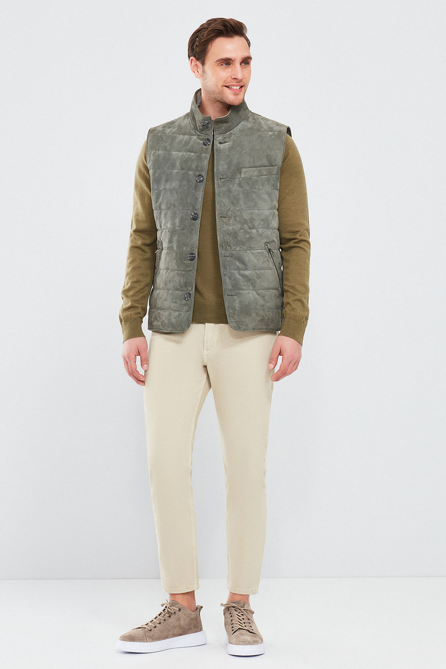 Isko Men's Gray Suede Leather Vest