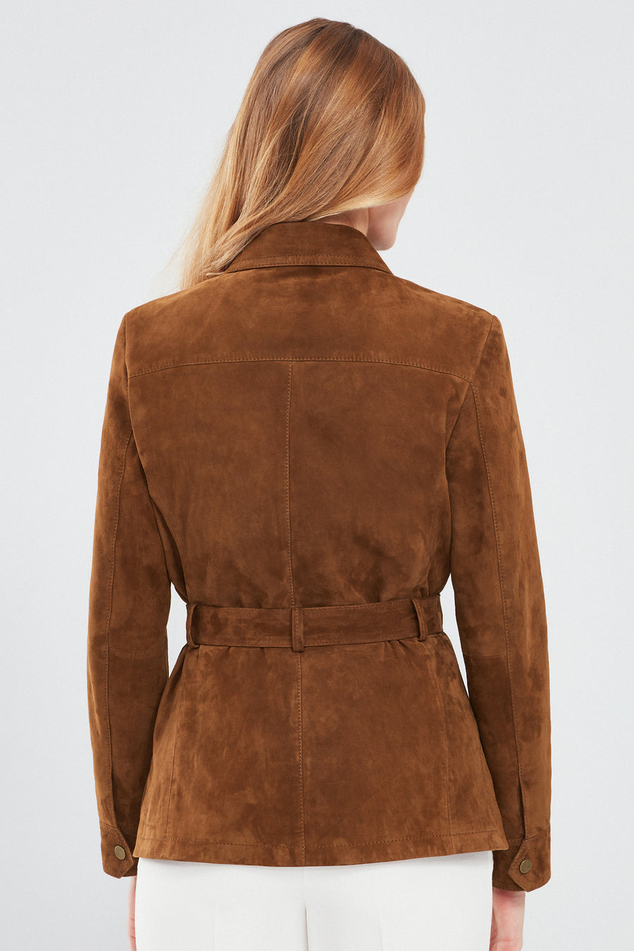Margo Women's Brown Shirt Collar Suede Leather Jacket