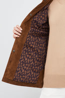 Margo Women's Brown Shirt Collar Suede Leather Jacket | Derimod