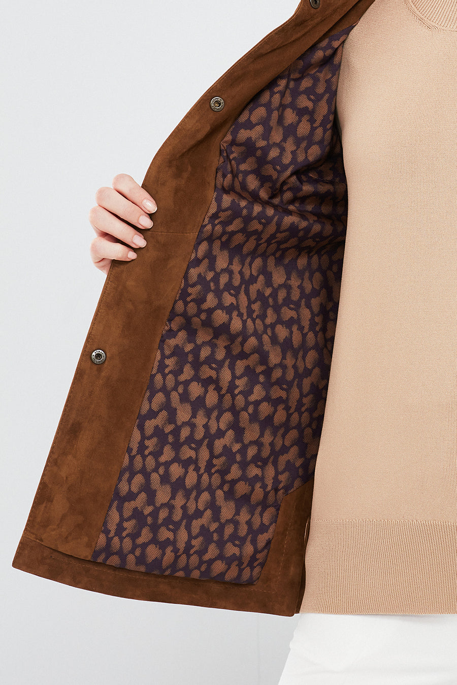 Margo Women's Brown Shirt Collar Suede Leather Jacket