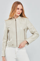 Sharon Women's Beige Short Leather Jacket | Derimod