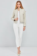 Sharon Women's Beige Short Leather Jacket | Derimod