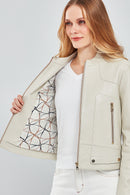 Sharon Women's Beige Short Leather Jacket | Derimod