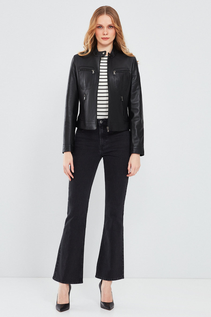 Alison Women's Black Short Leather Jacket