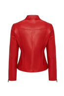 Maria Women's Red Short Leather Jacket | Derimod