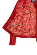 Maria Women's Red Short Leather Jacket | Derimod