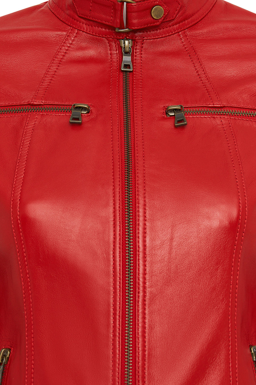 Maria Women's Red Short Leather Jacket