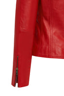Maria Women's Red Short Leather Jacket | Derimod