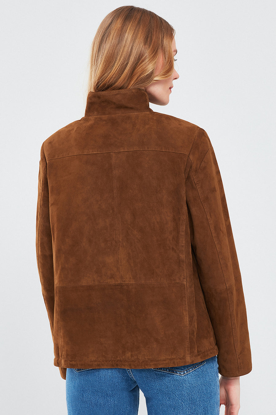 Lopez Women's Brown Oversize Suede Leather Jacket
