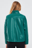 Lopez Women's Green Oversize Leather Jacket | Derimod