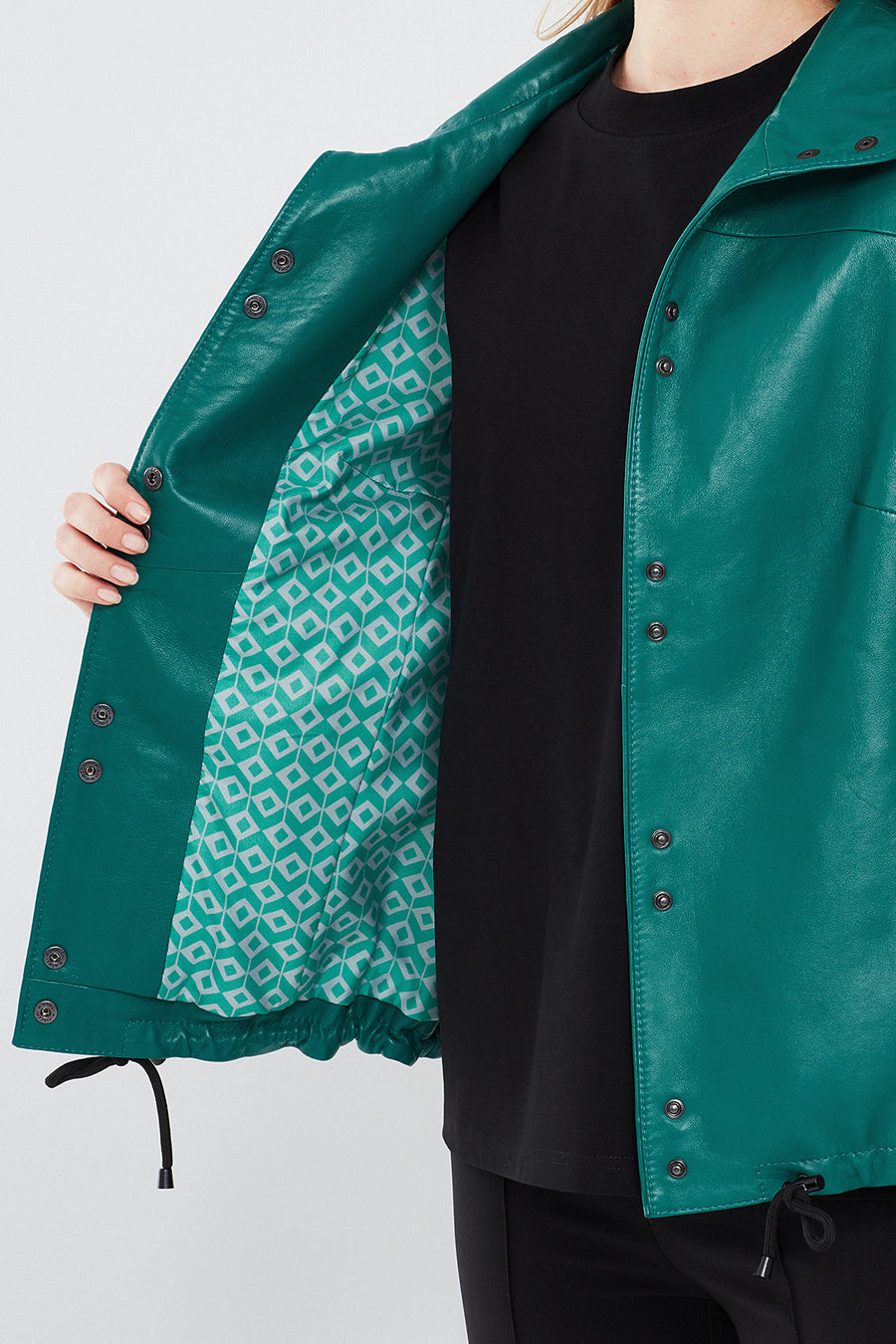 Lopez Women's Green Oversize Leather Jacket