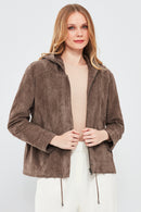Rosy Women's Mink Oversize Suede Leather Jacket | Derimod