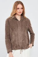 Rosy Women's Mink Oversize Suede Leather Jacket | Derimod