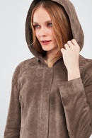 Rosy Women's Mink Oversize Suede Leather Jacket | Derimod
