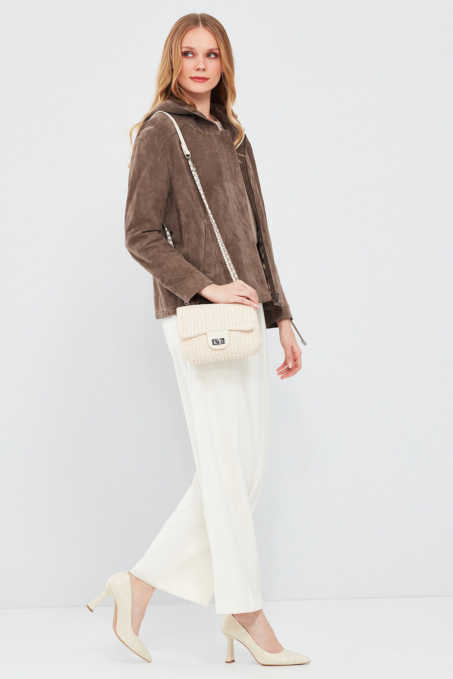 Rosy Women's Mink Oversize Suede Leather Jacket
