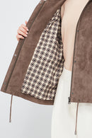 Rosy Women's Mink Oversize Suede Leather Jacket | Derimod