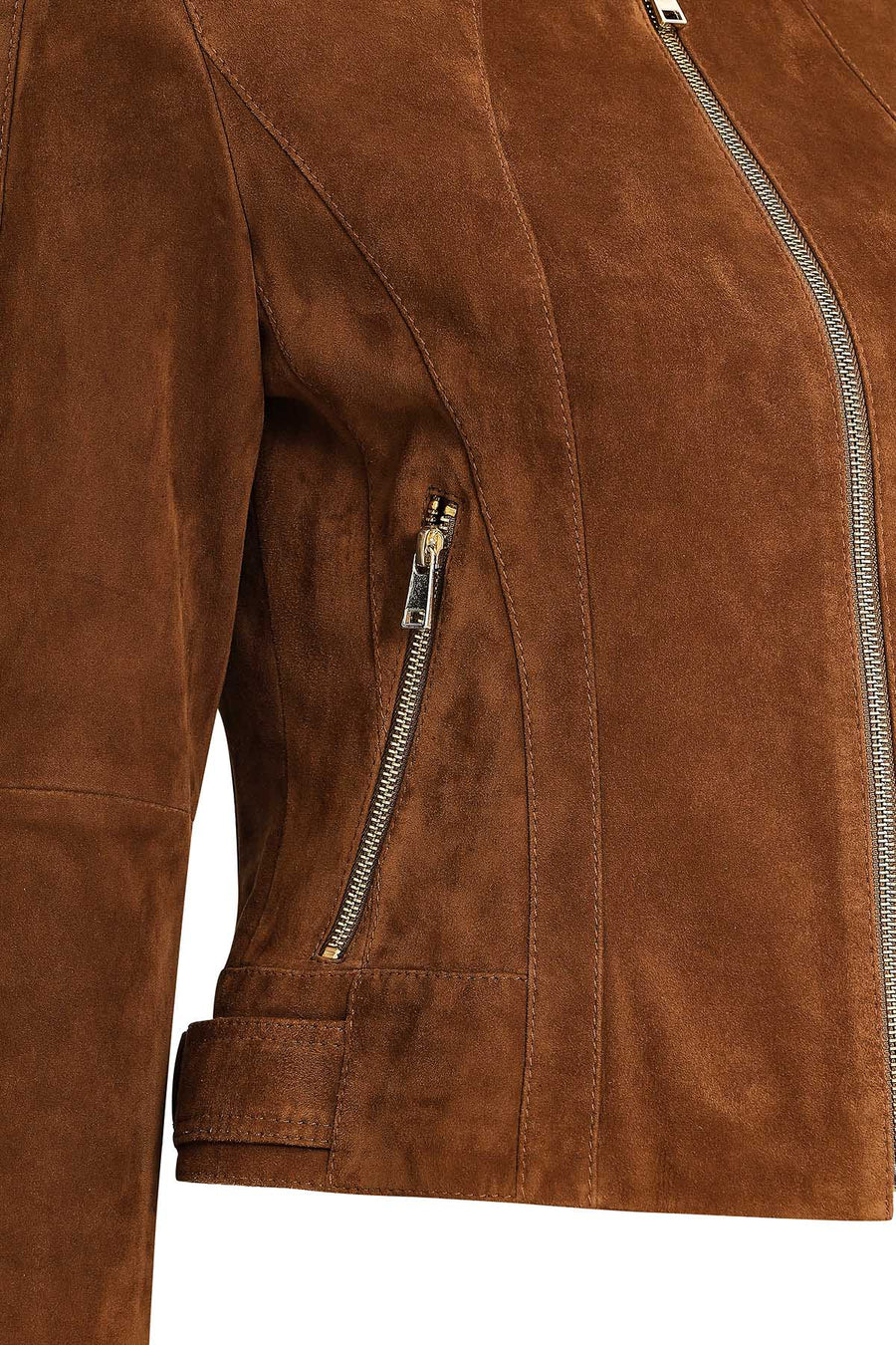 Grace Women's Brown Short Suede Leather Jacket