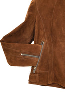 Grace Women's Brown Short Suede Leather Jacket | Derimod