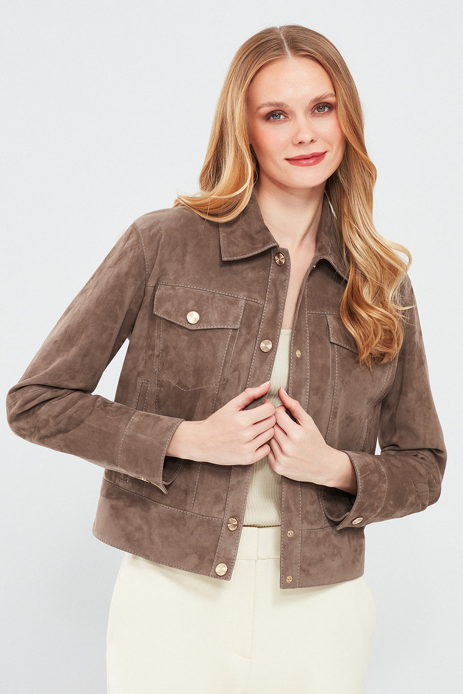 Amber Women's Mink Shirt Collar Short Suede Leather Jacket 24SGE519810 | Derimod
