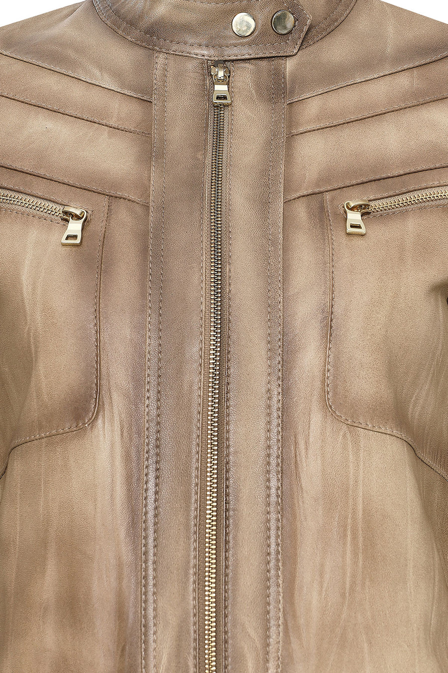 Jody Women's Beige Natural Short Leather Jacket