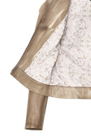 Jody Women's Beige Natural Short Leather Jacket | Derimod