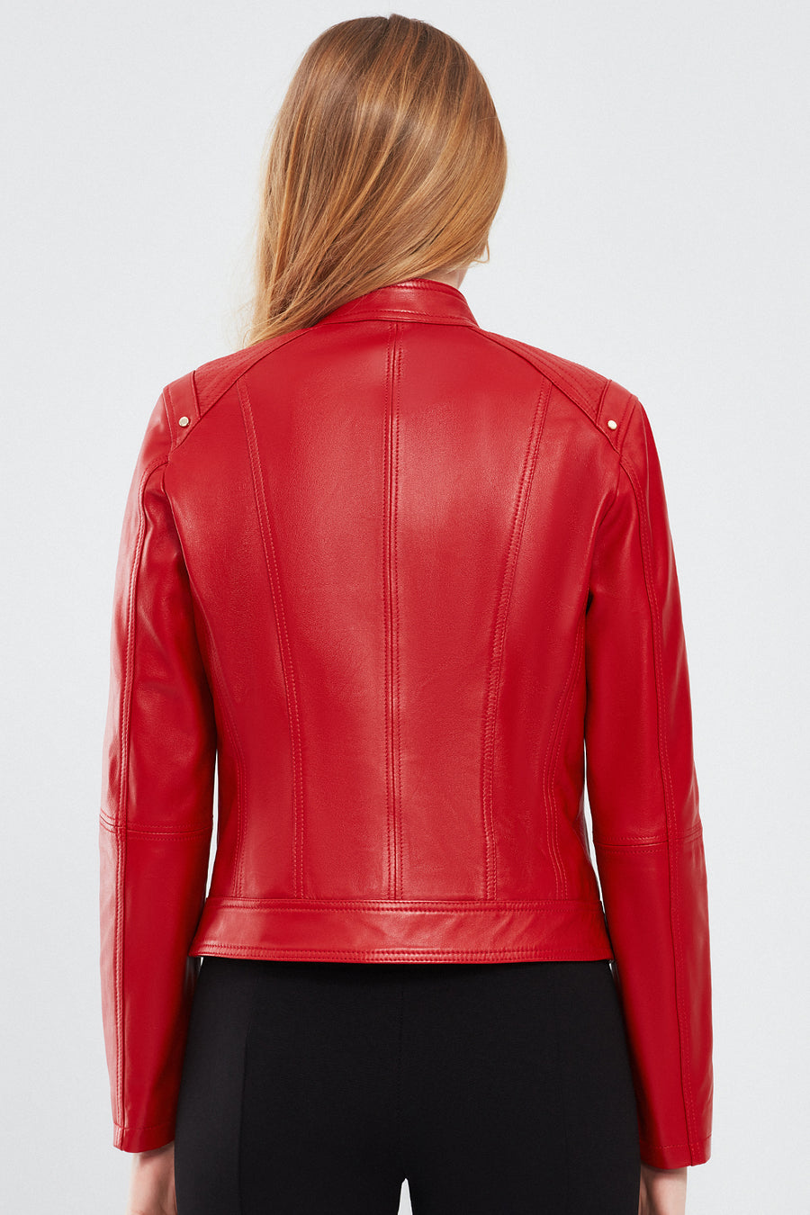 Sonia Women's Red Short Leather Jacket
