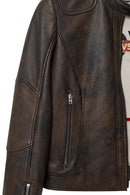 Glam Women's Brown Vintage Leather Jacket | Derimod