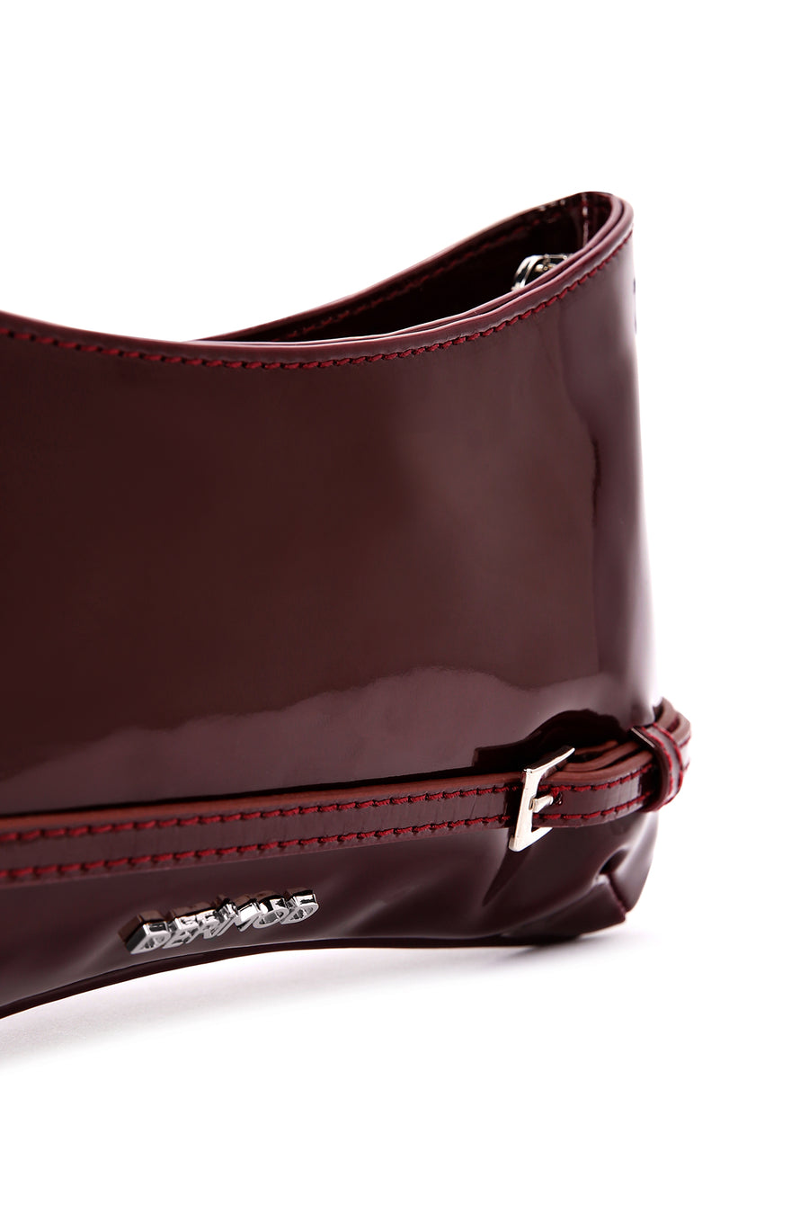 Women's Burgundy Long Strap Patent Leather Shoulder Bag