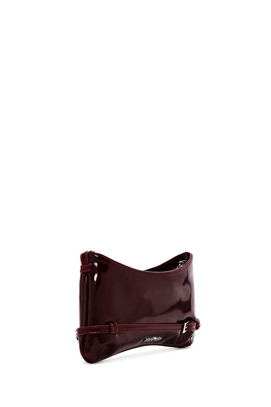 Women's Burgundy Long Strap Patent Leather Shoulder Bag