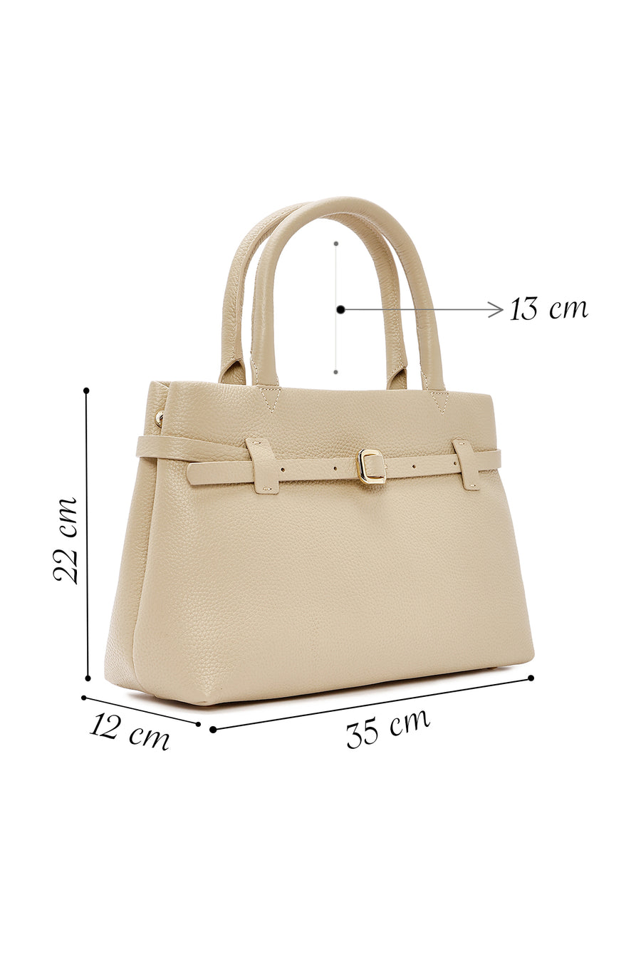 Women's Beige Leather Classic Handbag