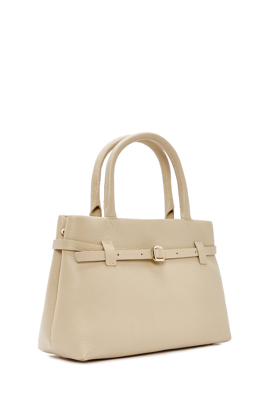 Women's Beige Leather Classic Handbag
